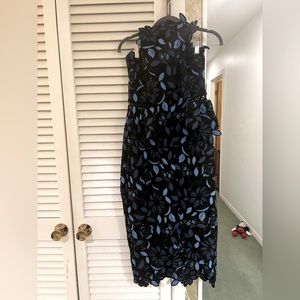 REVOLVE Strapless blue floral appliqué cocktail dress.  Size medium